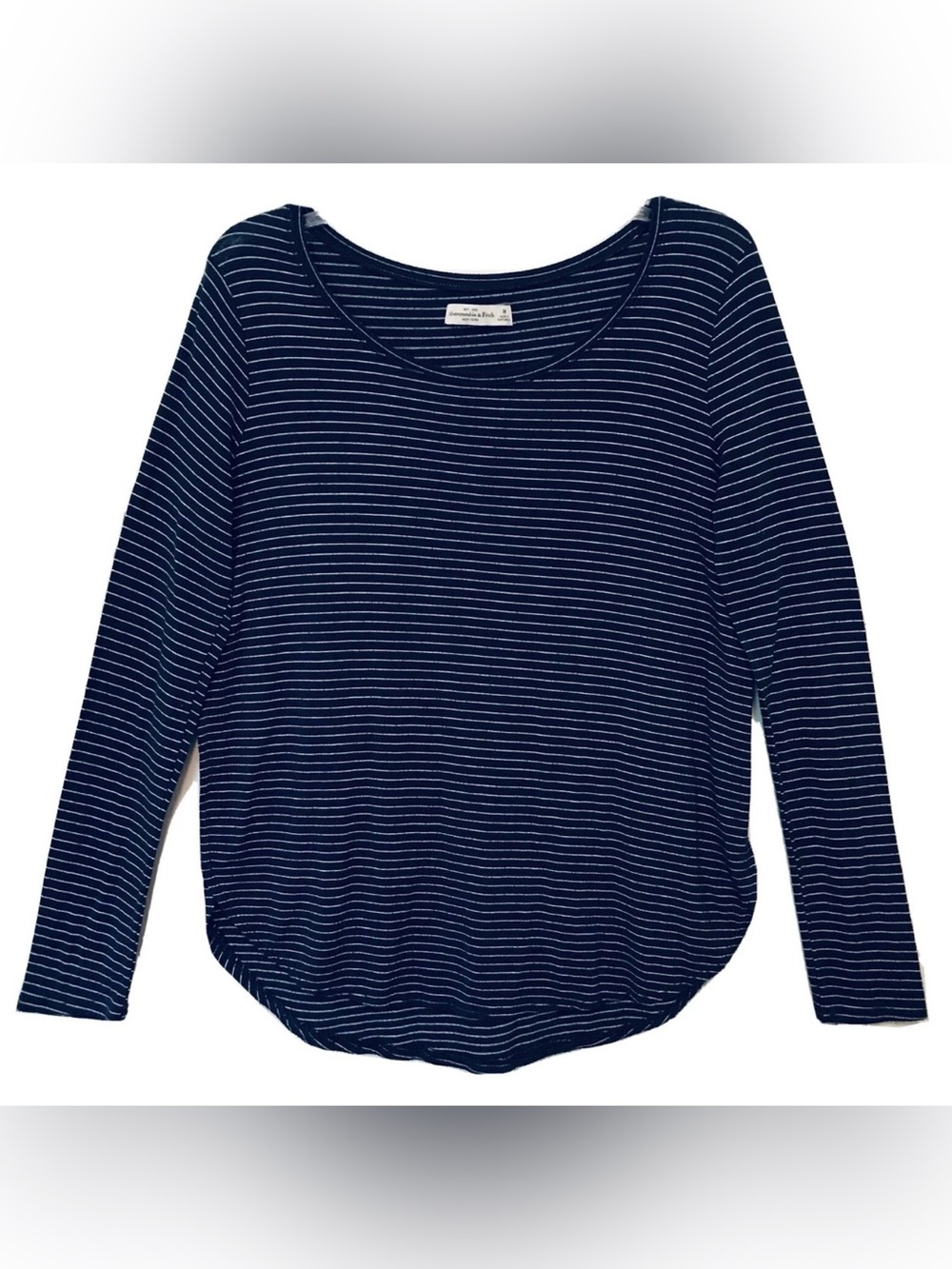 Abercrombie & Fitch Womens L Nautical Navy & White Striped Long Sleeve Comfy Top